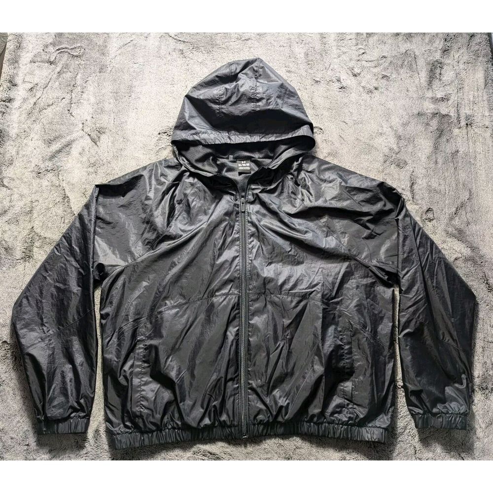 Under Armour Full Zip Sport Style Hooded Windbreaker Women's Size XL Black